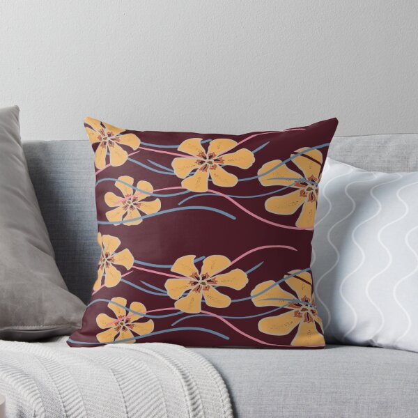 Item preview, Elegancia floral dorada sobre burdeos: patrón botánico moderno designed and sold by DesignWerkz.