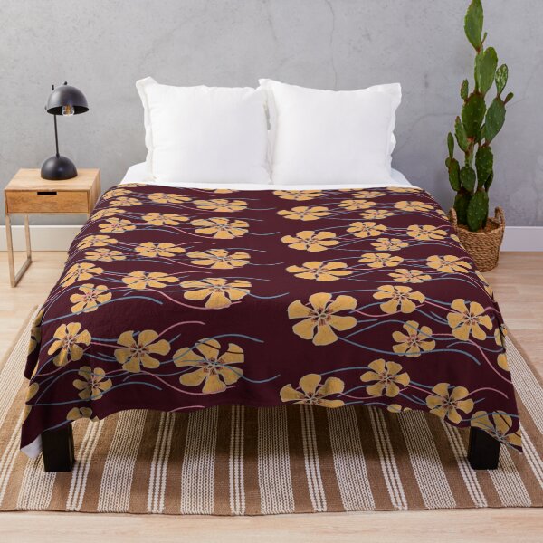 Item preview, Golden Floral Elegance on Burgundy - Modern Botanical Pattern designed and sold by DesignWerkz.