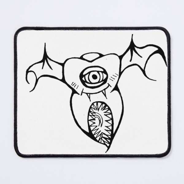 Item preview, Tooth Bat Wing With Eye Greyscale Tattoo Style designed and sold by KayTurtless.