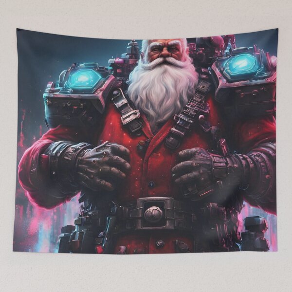 Item preview, "Cyberpunk Santa" - Futuristic Holiday Warrior AI Art designed and sold by Collision19.