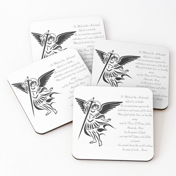 Item preview, St. Michael the Archangel Prayer with Bold Line Art designed and sold by John-NW-Shop.