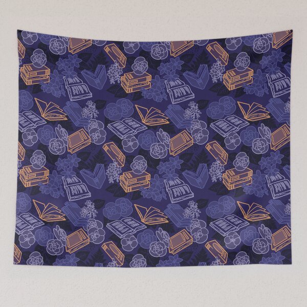 Item preview, Floral Bookish Vibrant Pattern v3 designed and sold by polliadesign.