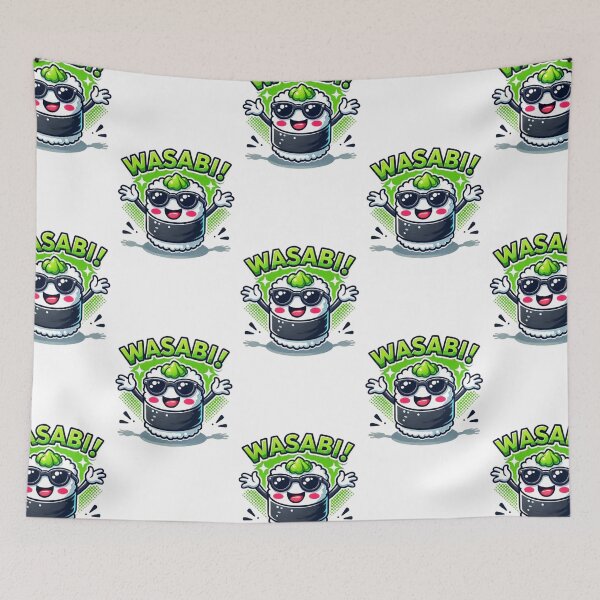 Item preview, ,Playful Wasabi Sushi Roll - Kawaii Food Art Design designed and sold by GemBob Creations.