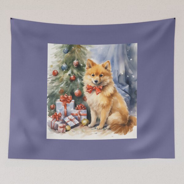 Item preview, Christmas Finnish Spitz Watercolor designed and sold by Samuelsboro.