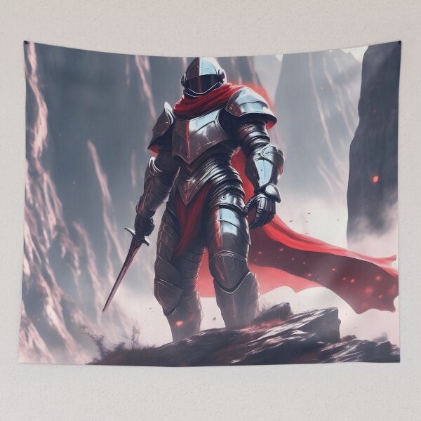 Item preview, "Valiant Knight in Red Cape" - Fantasy Hero Artwork designed and sold by Collision19.