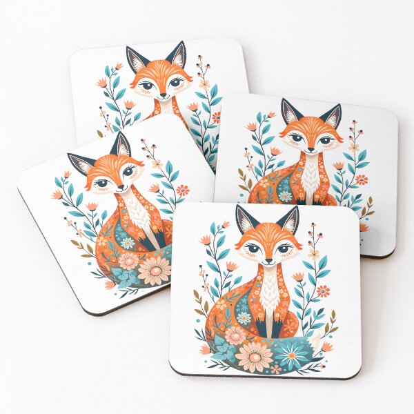 Artikelvorschau, Volkskunst Blumenfuchs Illustration entworfen und verkauft von BirdsnStuff.