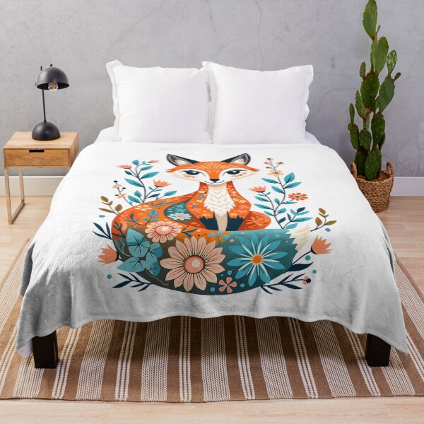 Artikelvorschau, Volkskunst Blumenfuchs Illustration entworfen und verkauft von BirdsnStuff.
