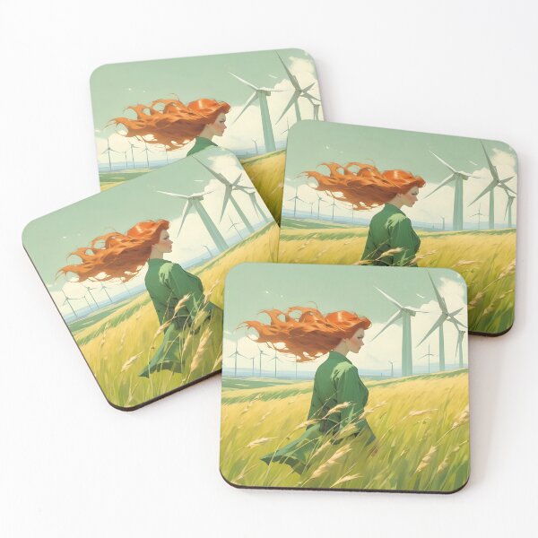 Item preview, "Red Hair in the Wind" - Nature-Inspired Art with Renewable Energy Theme designed and sold by Collision19.