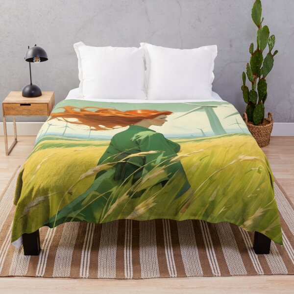 Item preview, "Red Hair in the Wind" - Nature-Inspired Art with Renewable Energy Theme designed and sold by Collision19.