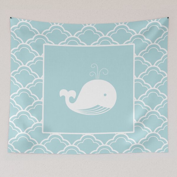 Item preview, Geometric Turquoise Waves with Minimalist Whale designed and sold by MarikaJohnson.