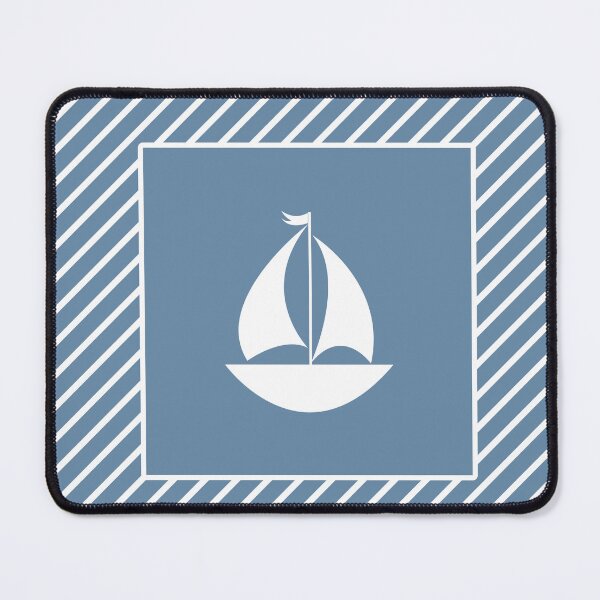 Item preview, White Sailboat with Nautical Blue Stripes designed and sold by MarikaJohnson.
