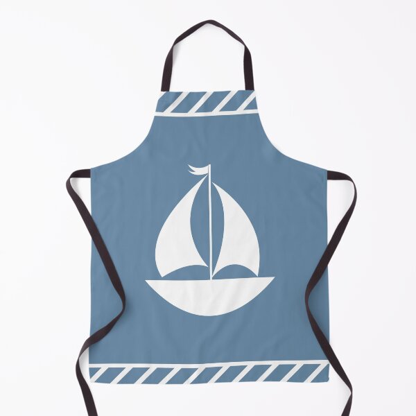 Item preview, White Sailboat with Nautical Blue Stripes designed and sold by MarikaJohnson.
