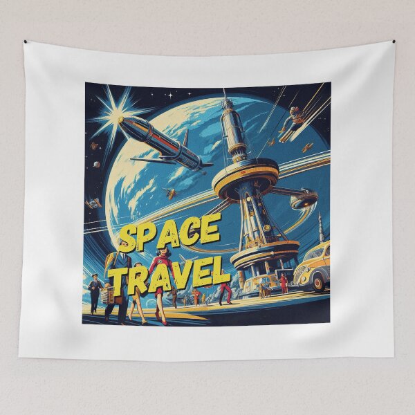 Item preview, Travel to the stars! - Space Travel retro poster version 1 designed and sold by jnxyz.