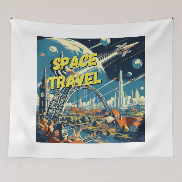 Item preview, A retro future of holidays in orbit! - Space Travel retro poster version 2 designed and sold by jnxyz.