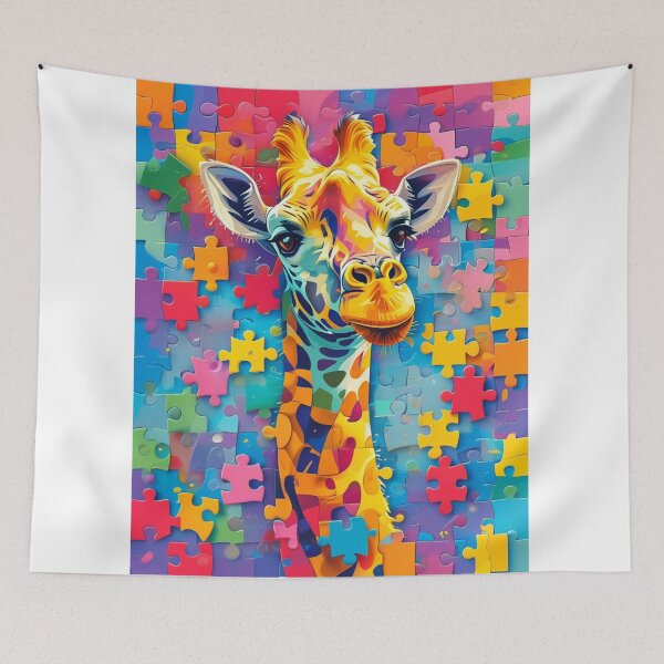 Item preview, Colorful Giraffe Puzzle Art designed and sold by PixelMuse2024.