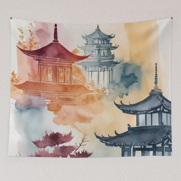 Item preview, Serene Oriental Watercolor Landscape designed and sold by Vitalka-uk.