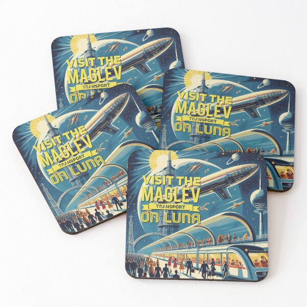 Item preview, Visit the maglev transport on Luna! - Space Travel retro poster version 4 designed and sold by jnxyz.