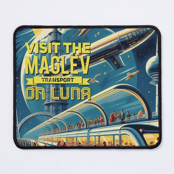 Item preview, Visit the maglev transport on Luna! - Space Travel retro poster version 4 designed and sold by jnxyz.
