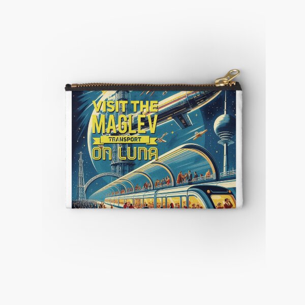 Item preview, Visit the maglev transport on Luna! - Space Travel retro poster version 4 designed and sold by jnxyz.