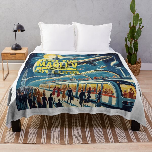 Item preview, Visit the maglev transport on Luna! - Space Travel retro poster version 4 designed and sold by jnxyz.