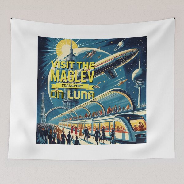 Item preview, Visit the maglev transport on Luna! - Space Travel retro poster version 4 designed and sold by jnxyz.