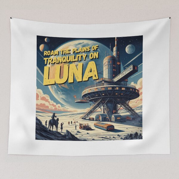 Item preview, Roam the plains of tranquility on Luna! - Space Travel retro poster version 5 designed and sold by jnxyz.