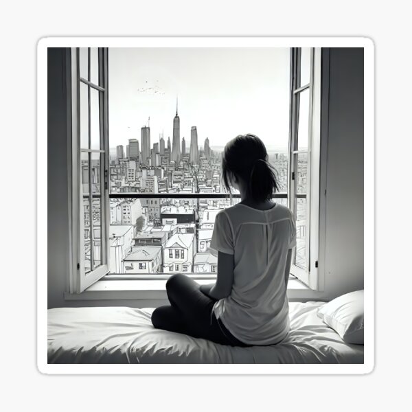 Item preview, A Girl By The Window, Overlooking The City. designed and sold by Nomad-Maynard.