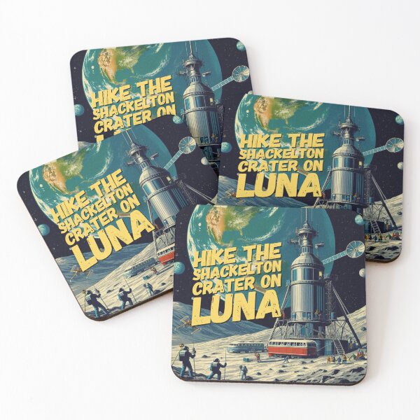 Item preview, Visit the Shackleton Crater on Luna! - Space Travel retro poster version 6 designed and sold by jnxyz.