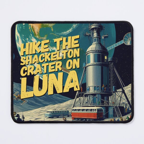 Item preview, Visit the Shackleton Crater on Luna! - Space Travel retro poster version 6 designed and sold by jnxyz.