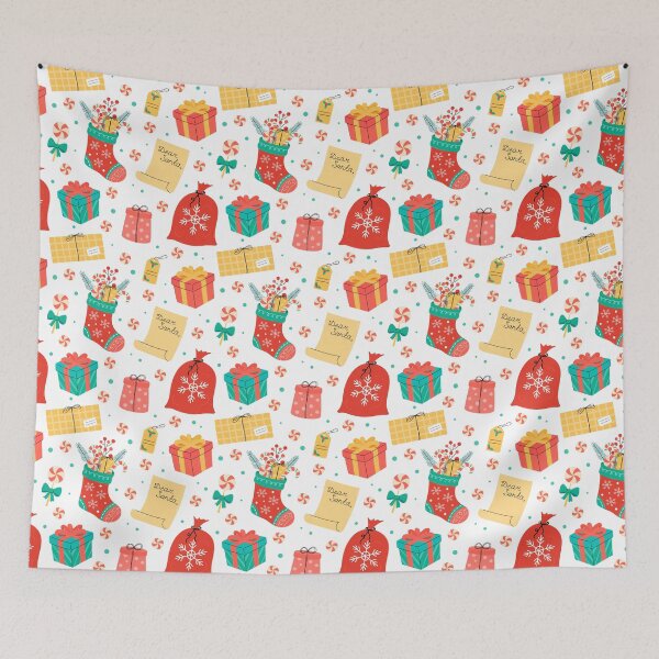Item preview, Festive Christmas Print with Gifts and Stockings designed and sold by AnnaVioletStore.