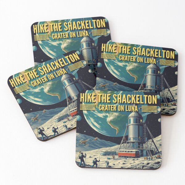Item preview, Hike across the amazing Shackleton Crater on the moon! - Space Travel retro poster version 7 designed and sold by jnxyz.