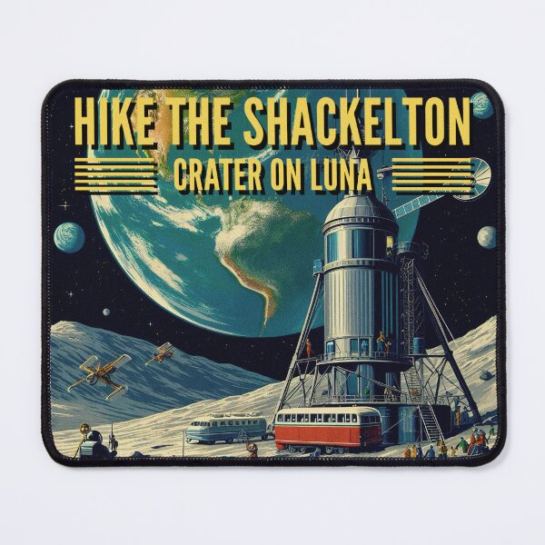 Item preview, Hike across the amazing Shackleton Crater on the moon! - Space Travel retro poster version 7 designed and sold by jnxyz.