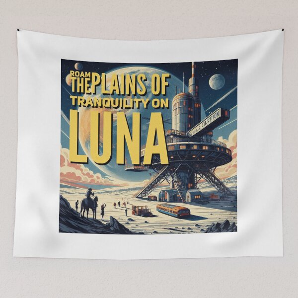 Item preview, Roam the plains of tranquility across the Moon! - Space Travel retro poster version 8 designed and sold by jnxyz.