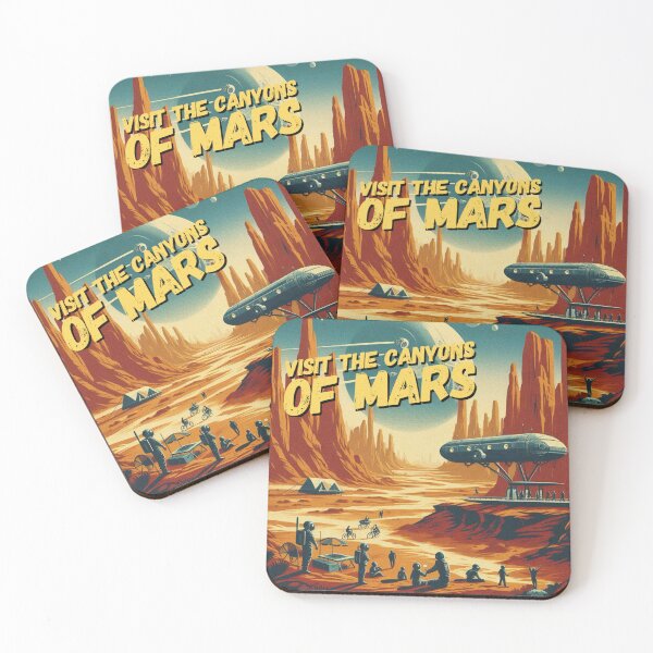 Item preview, Visit the canyons of Mars! - Space Travel retro poster version 9 designed and sold by jnxyz.