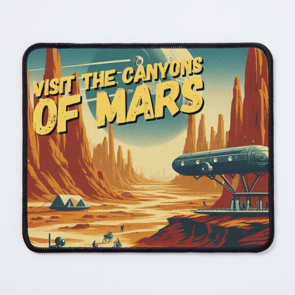 Item preview, Visit the canyons of Mars! - Space Travel retro poster version 9 designed and sold by jnxyz.