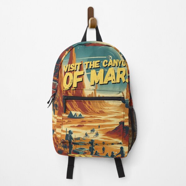 Item preview, Visit the canyons of Mars! - Space Travel retro poster version 9 designed and sold by jnxyz.