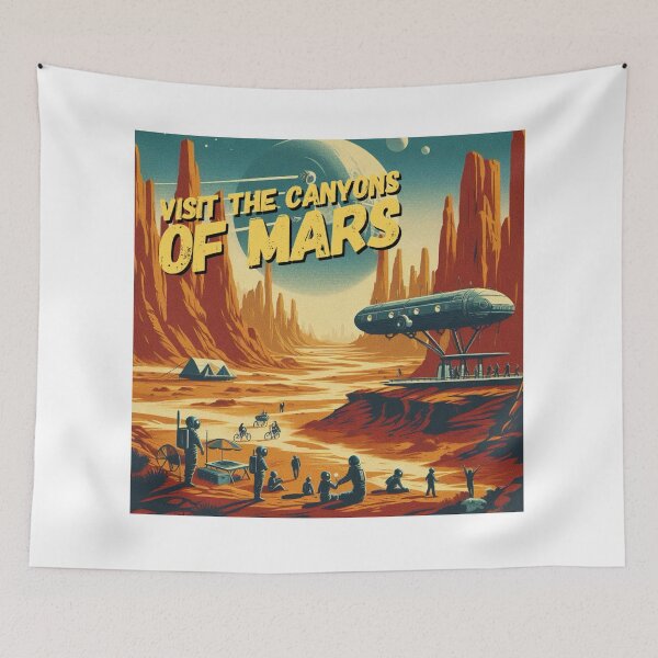 Item preview, Visit the canyons of Mars! - Space Travel retro poster version 9 designed and sold by jnxyz.