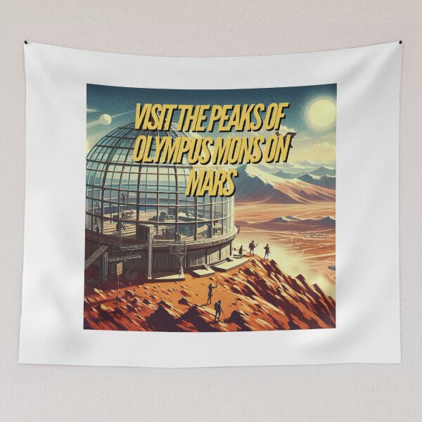 Item preview, Visit the peaks of Olympus Mons on Mars! - Space Travel retro poster version 11 designed and sold by jnxyz.
