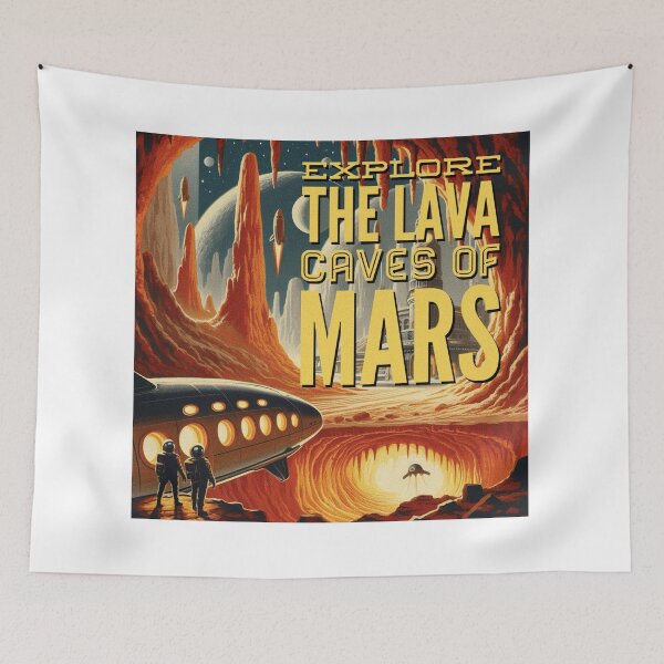 Item preview, Explore the lava caves of Mars! - Space Travel retro poster version 13 designed and sold by jnxyz.