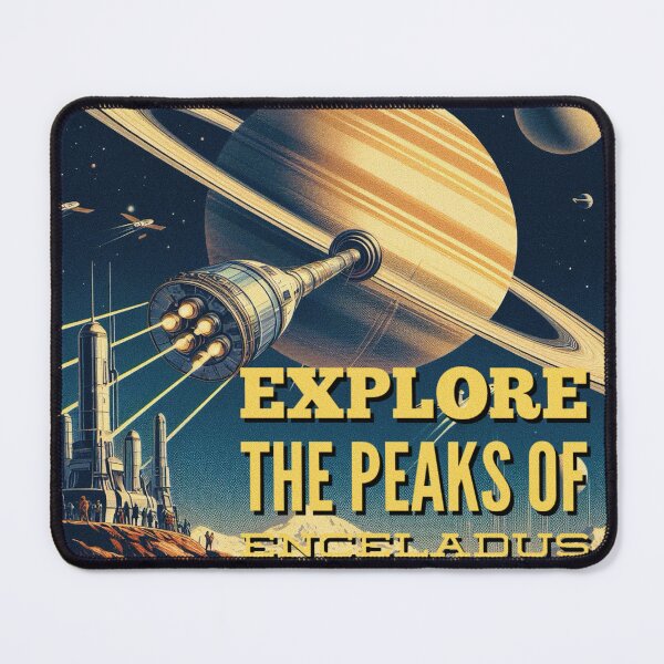 Item preview, Explore the peaks of Enceladus! - Space Travel retro poster version 14 designed and sold by jnxyz.