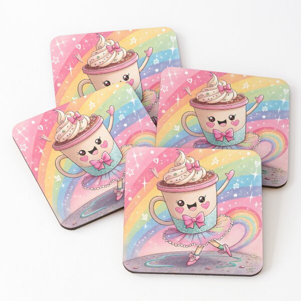 Item preview, Coffee Ballerina Ballet Dancer Kawaii Rainbow designed and sold by druidwolfart.