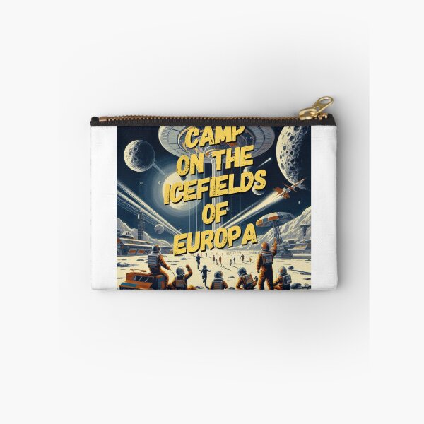 Item preview, Camp on the ice fields of Europa! - Space Travel retro poster version 15 designed and sold by jnxyz.