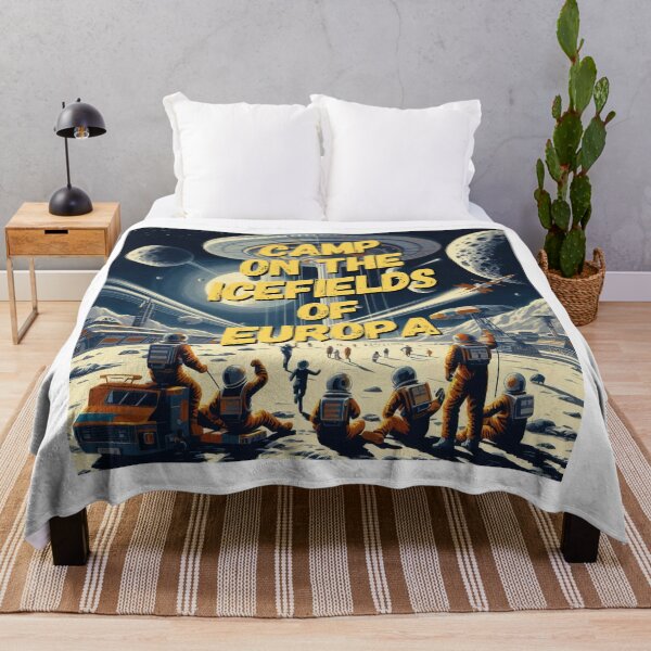 Item preview, Camp on the ice fields of Europa! - Space Travel retro poster version 15 designed and sold by jnxyz.