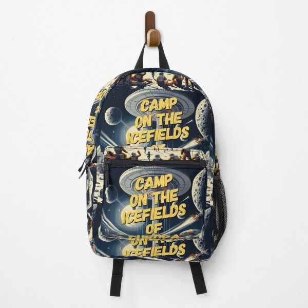 Item preview, Camp on the ice fields of Europa! - Space Travel retro poster version 15 designed and sold by jnxyz.