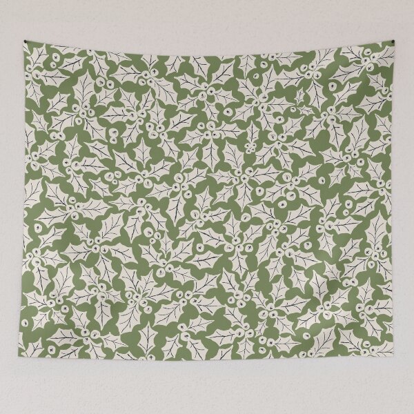 Item preview, Soft green Christmas berries and holly designed and sold by FrancesPoff.
