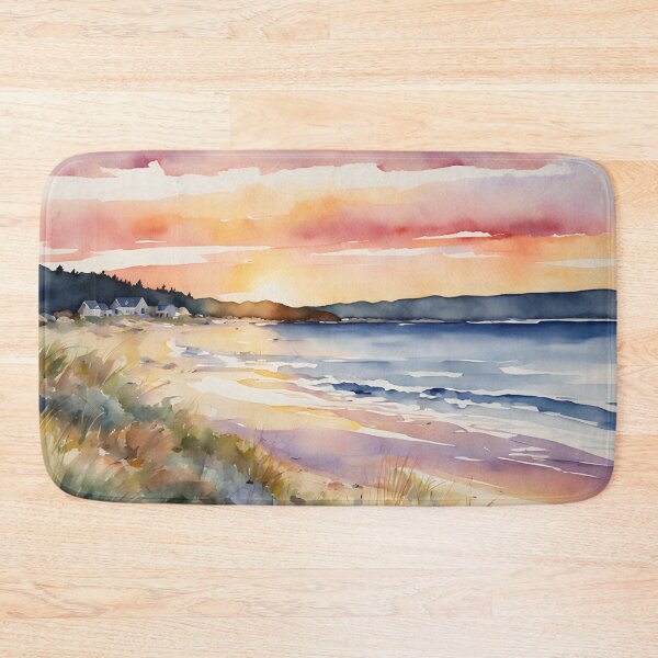 Item preview, Coastal Watercolor Beach Scene Ocean Sunset designed and sold by SeaStarAlex.