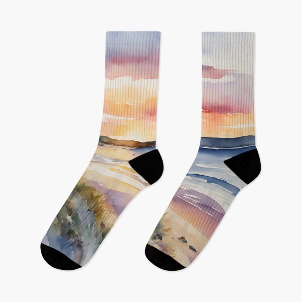 Item preview, Coastal Watercolor Beach Scene Ocean Sunset designed and sold by SeaStarAlex.