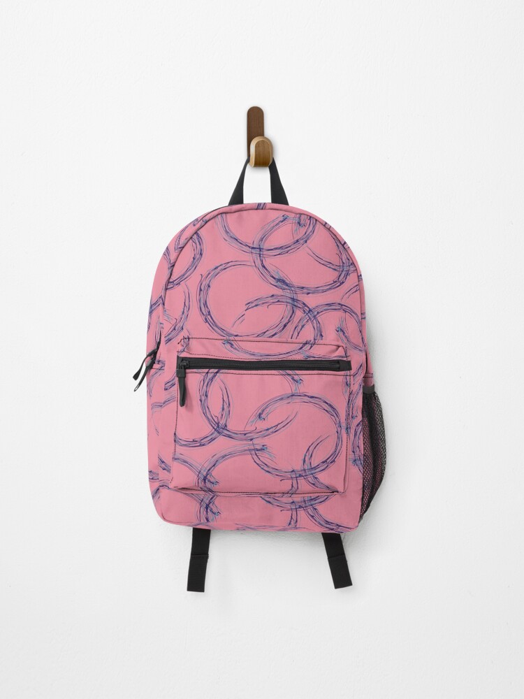 Thumbnail 1 of 3, Backpack, Abstract Ink Rings on Pink Pattern designed and sold by DesignWerkz.