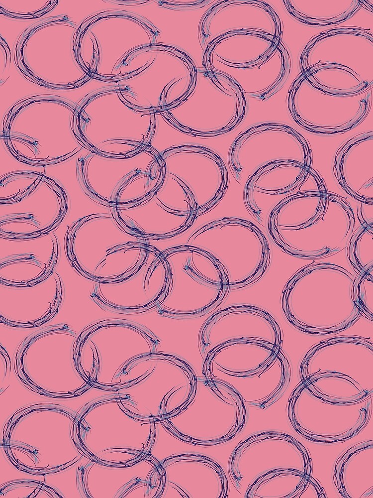 Thumbnail 3 of 3, Scarf, Abstract Ink Rings on Pink Pattern designed and sold by DesignWerkz.