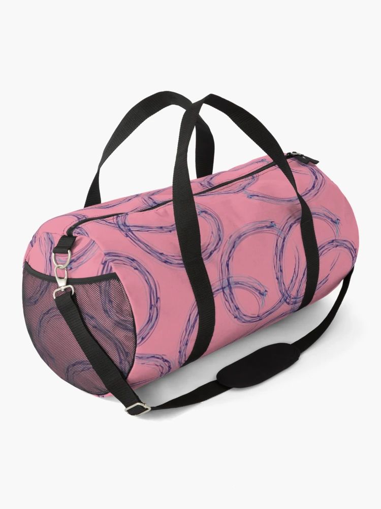 Thumbnail 2 of 3, Duffle Bag, Abstract Ink Rings on Pink Pattern designed and sold by DesignWerkz.